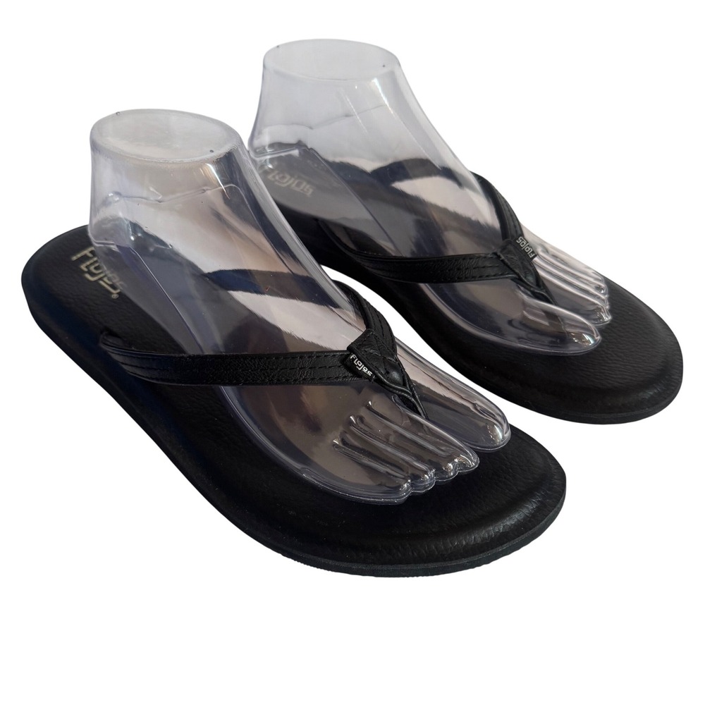Flojos Women Black Flip Flop Sandals Thong Comfort Beach Shoes Size 11